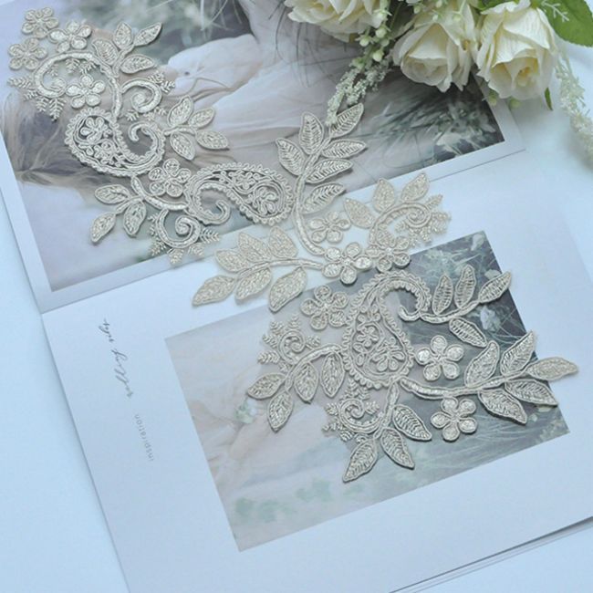 Corded Embroidered Lace Applique 3ST2014