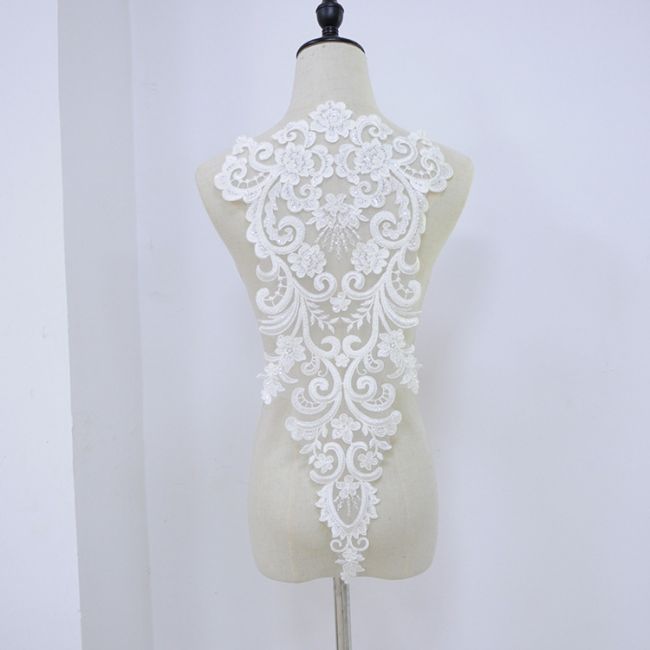 Beaded Embroidered Lace Applique 3ST2005