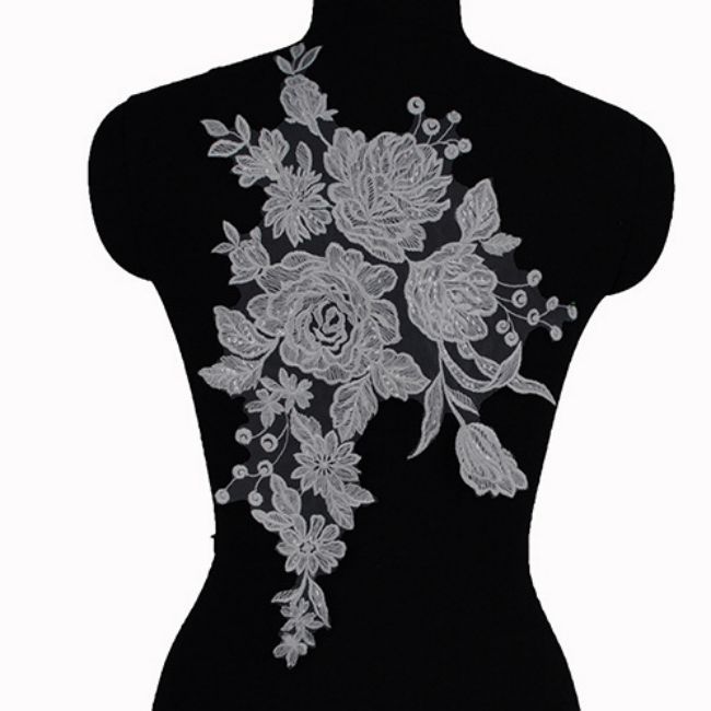 Beaded Embroidered Lace Applique 3ST20