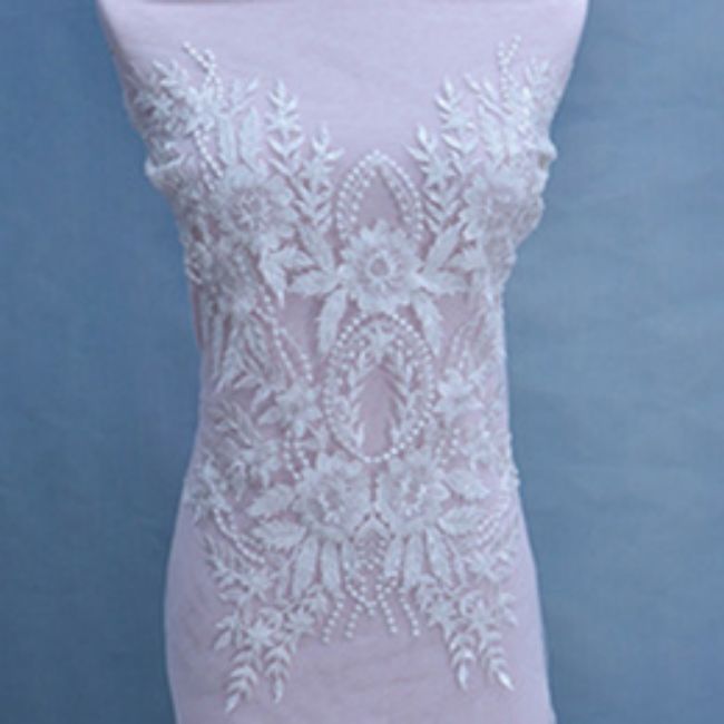 Corded Beaded Embroidered Lace Applique 3ST2013
