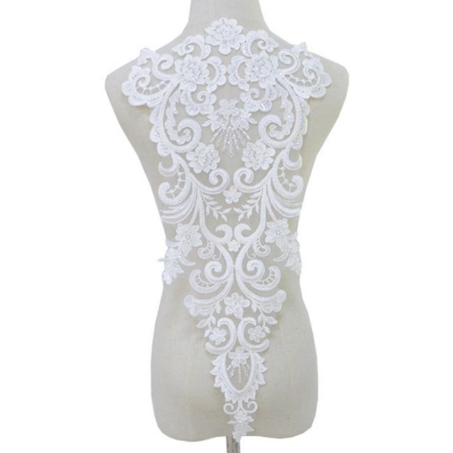 Beaded Embroidered Lace Applique 3ST2005