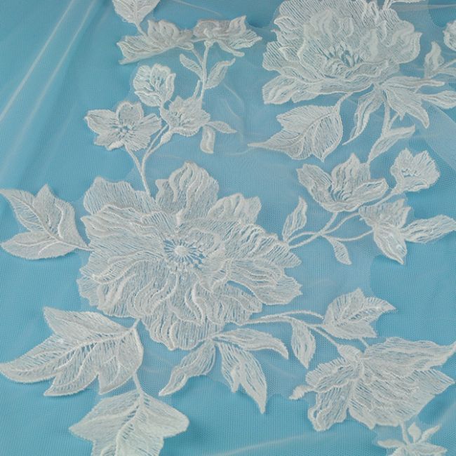 Beaded Embroidered Lace Applique 3ST2004