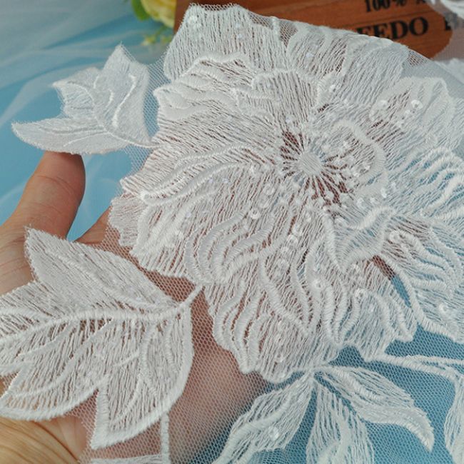 Beaded Embroidered Lace Applique 3ST2004