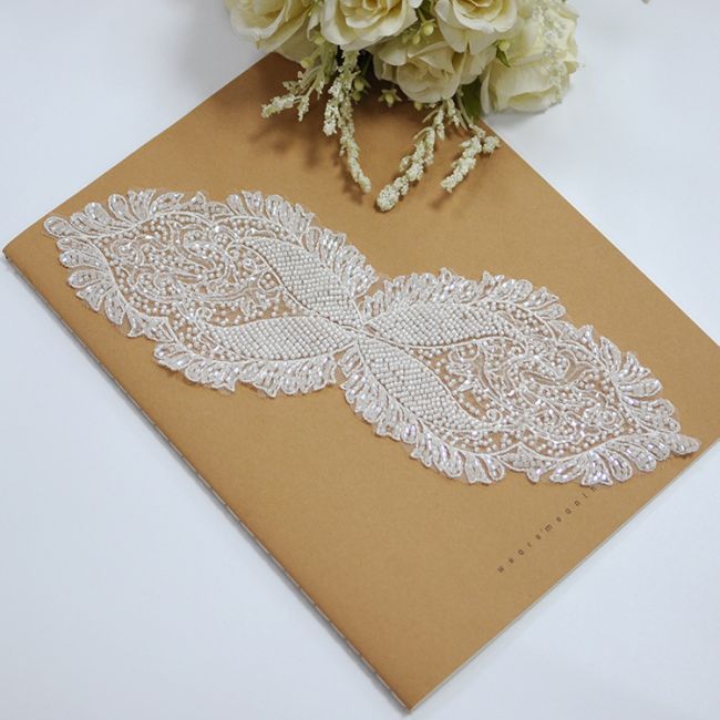 Corded Beaded Embroidered Lace Applique 3ST2009