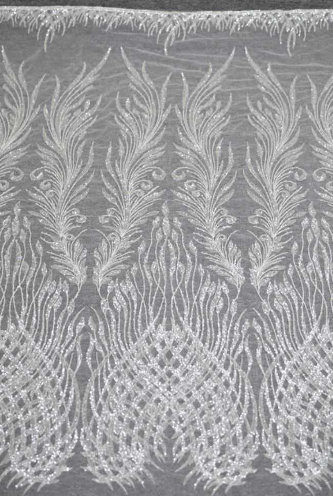Corded Beaded Embroidered Lace Fabric 3ST3012