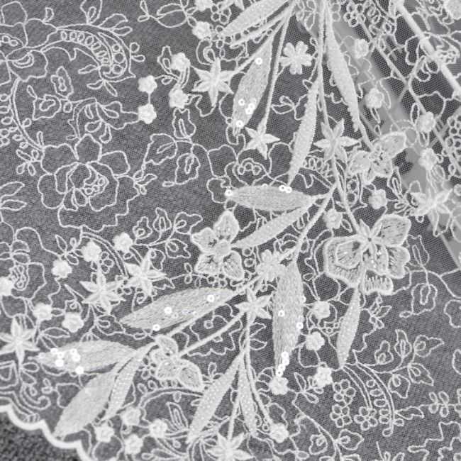 Corded Beaded Embroidered Lace Fabric 3ST3013
