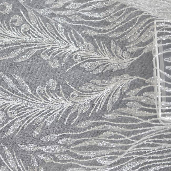 Corded Beaded Embroidered Lace Fabric 3ST3012