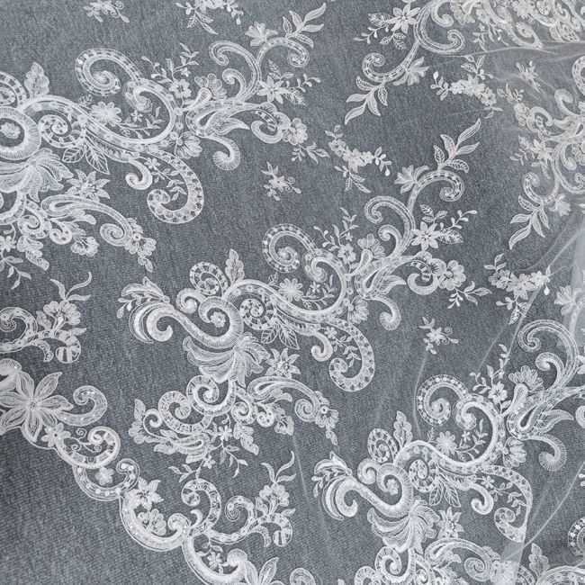 Corded Beaded Embroidered Lace Fabric 3ST3019