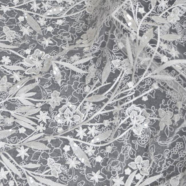 Corded Beaded Embroidered Lace Fabric 3ST3013