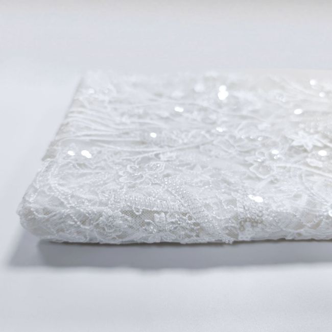 Corded Beaded Embroidered Lace Fabric 3ST3013