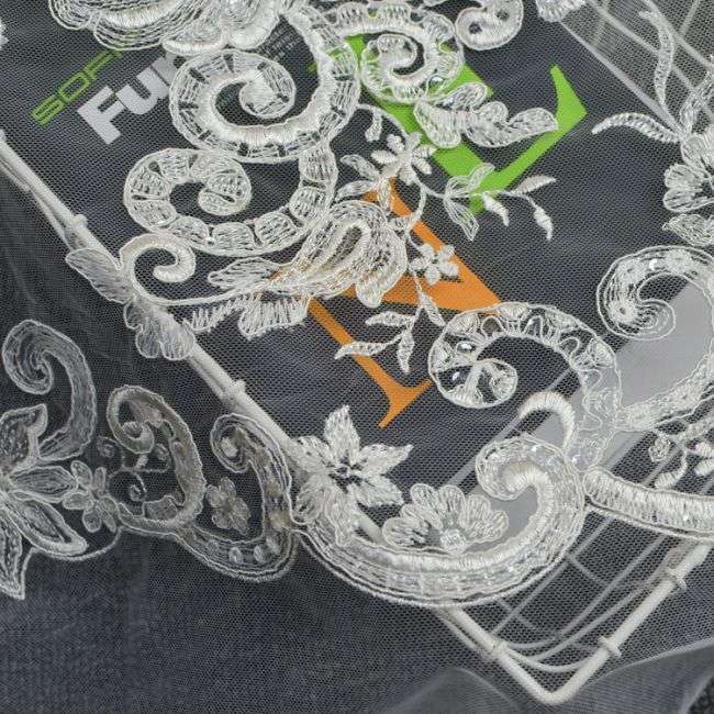 Corded Beaded Embroidered Lace Fabric 3ST3019