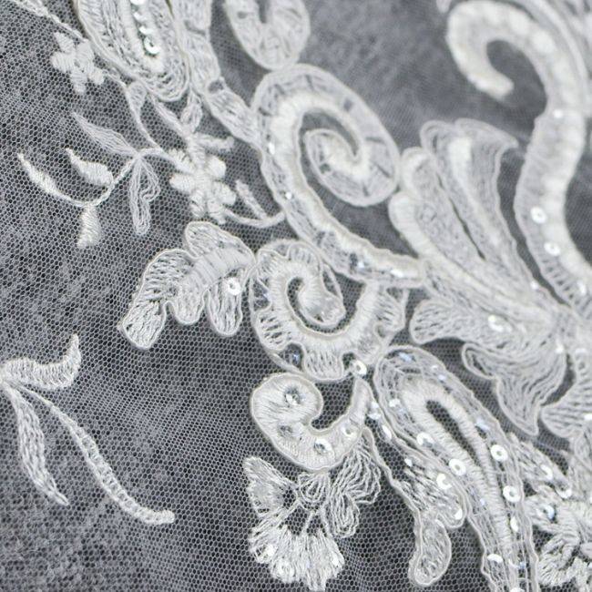 Corded Beaded Embroidered Lace Fabric 3ST3019