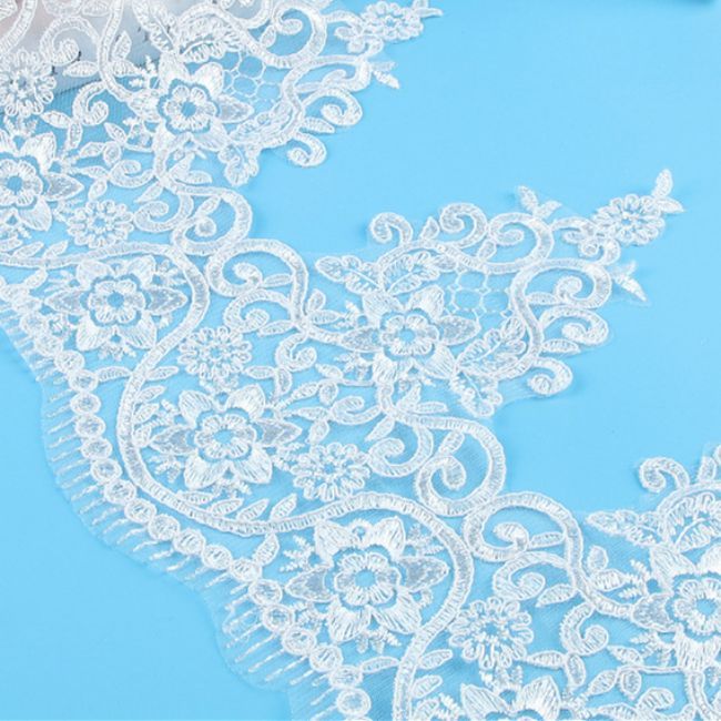 Corded Sequined Embroidered Lace Trimming 1ST1032