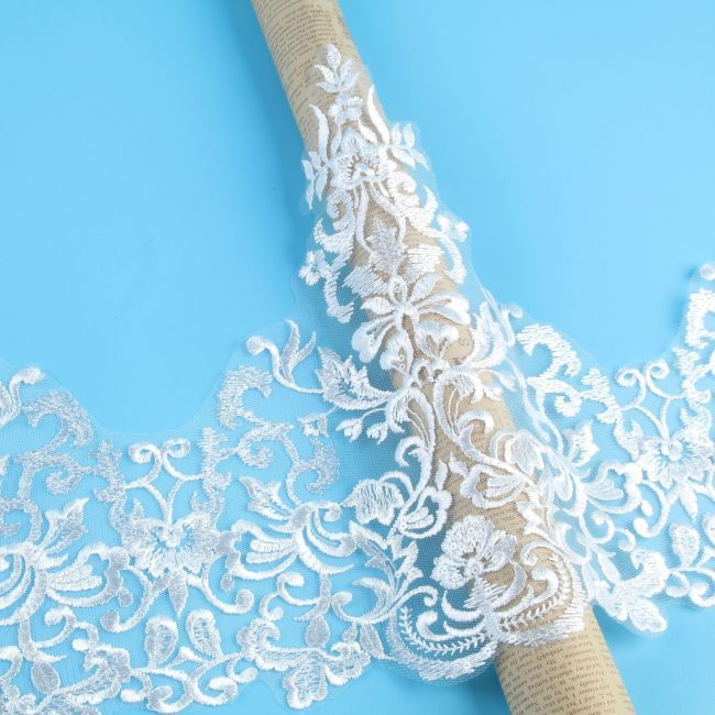 Corded Sequined Embroidered Lace Trimming 1ST1030
