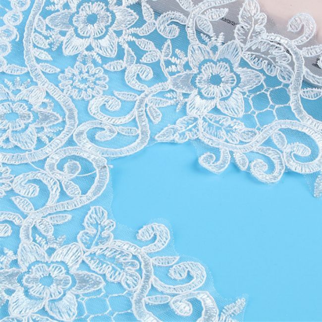 Corded Sequined Embroidered Lace Trimming 1ST1032