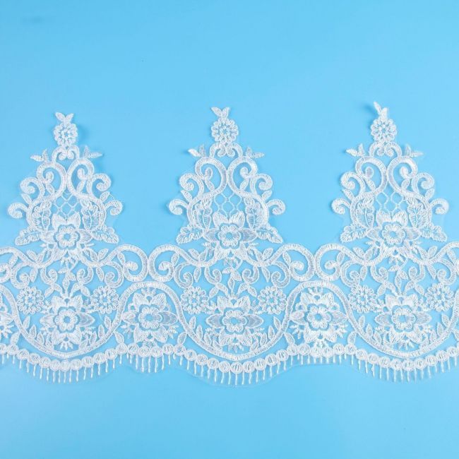 Corded Sequined Embroidered Lace Trimming 1ST1032