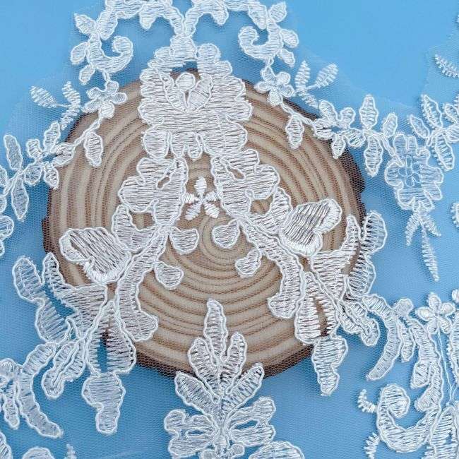 Corded Sequined Embroidered Lace Trimming 1ST1024