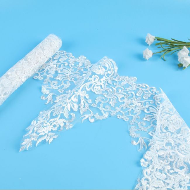 Corded Sequined Embroidered Lace Trimming 1ST1030