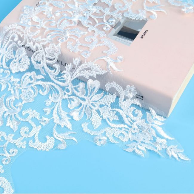 Corded Sequined Embroidered Lace Trimming 1ST1030