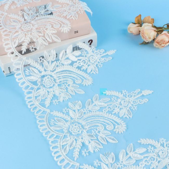 Corded Sequined Embroidered Lace Trimming 1ST1075