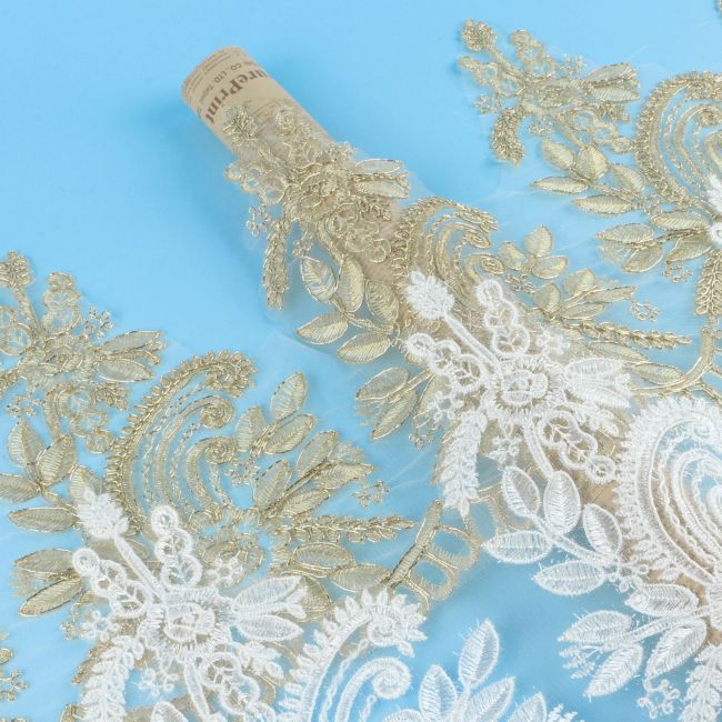 Corded Sequined Embroidered Lace Trimming 1ST1075