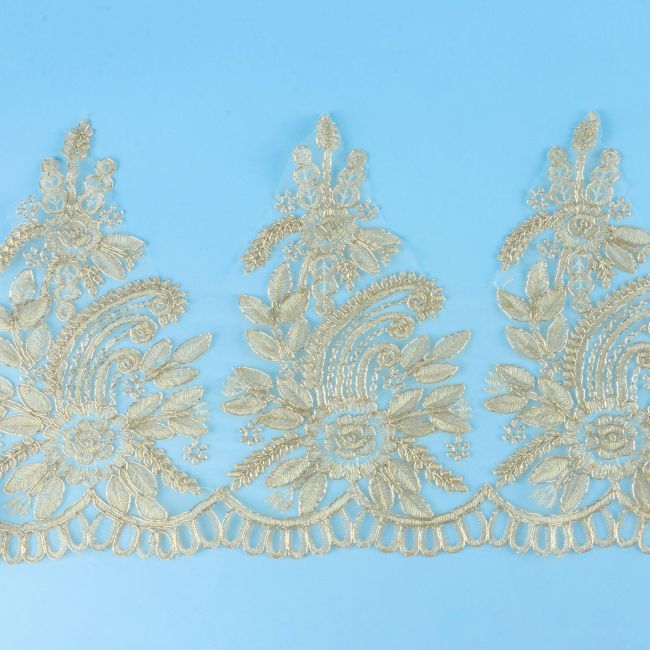 Corded Sequined Embroidered Lace Trimming 1ST1075