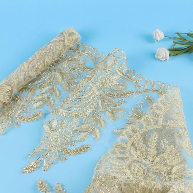 Corded Sequined Embroidered Lace Trimming 1ST1075