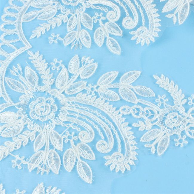Corded Sequined Embroidered Lace Trimming 1ST1075