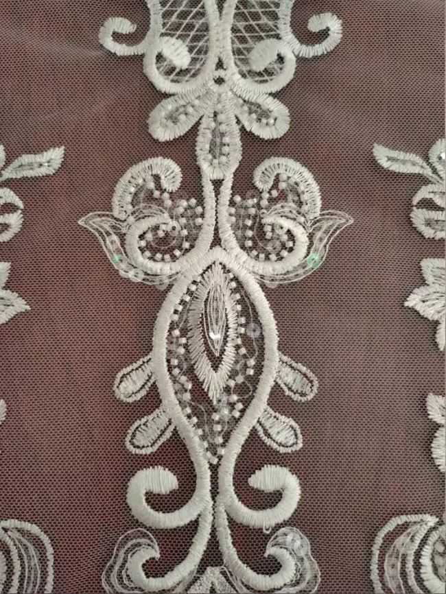 Sequined Beaded Embroidered Lace Fabric RX033