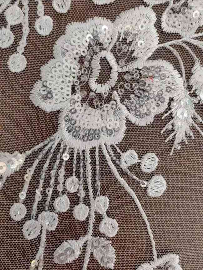 Sequined Beaded Embroidered Lace Fabric RX057