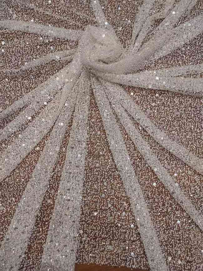 Sequined Beaded Embroidered Lace Fabric RX031