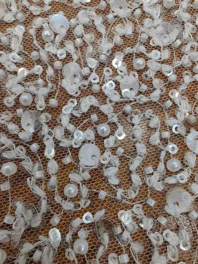 Sequined Beaded Embroidered Lace Fabric RX031