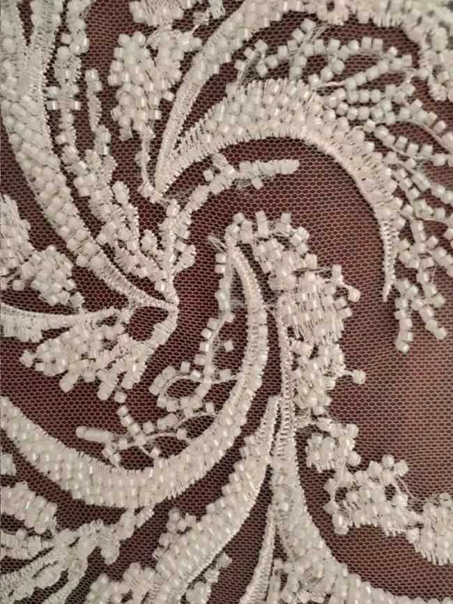 Sequined Beaded Embroidered Lace Fabric RX056