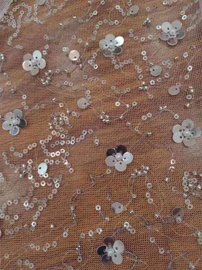 Sequined Beaded Embroidered Lace Fabric RX013