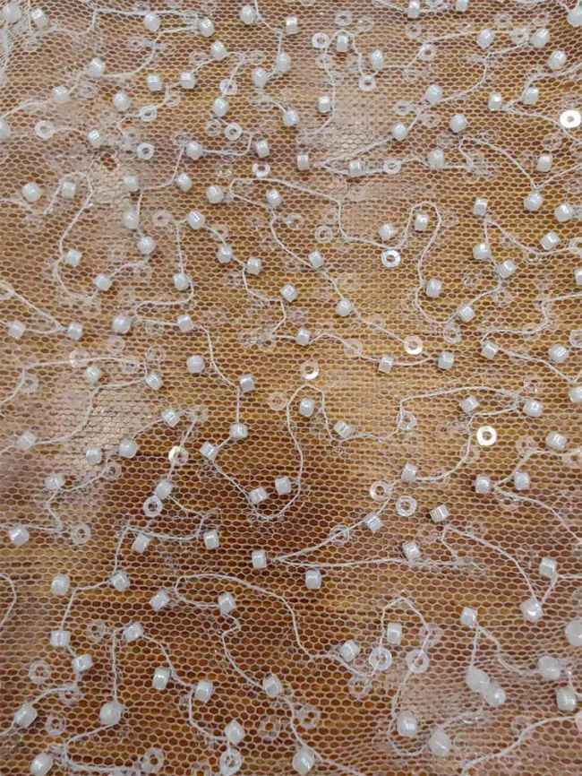 Sequined Beaded Embroidered Lace Fabric RX065
