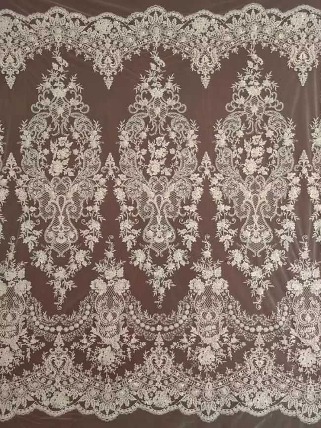 Sequined Beaded Embroidered Lace Fabric RX039