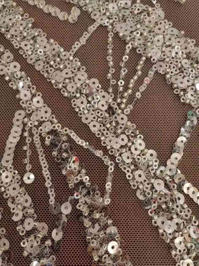 Sequined Beaded Embroidered Lace Fabric RX41
