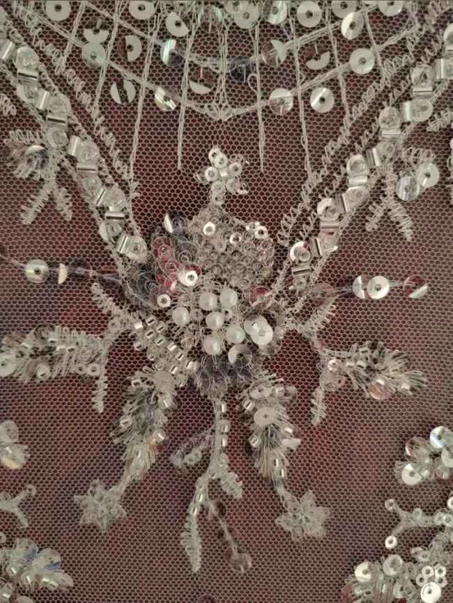 Sequined Beaded Embroidered Lace Fabric RX058