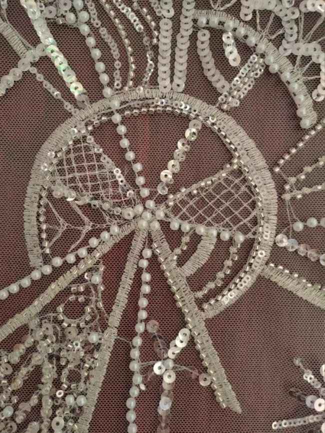 Sequined Beaded Embroidered Lace Fabric RX055