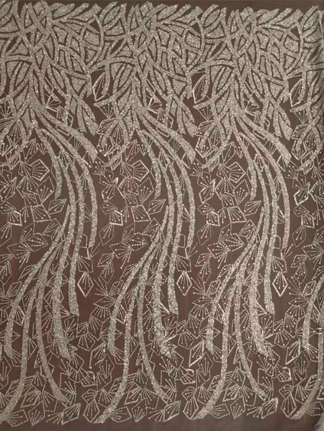 Sequined Beaded Embroidered Lace Fabric RX41