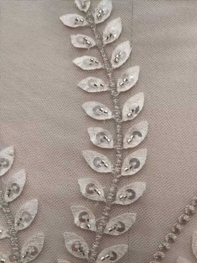 Sequined Beaded Embroidered Lace Fabric RX079
