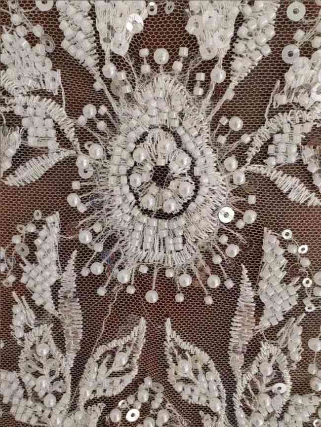 Sequined Beaded Embroidered Lace Fabric RX