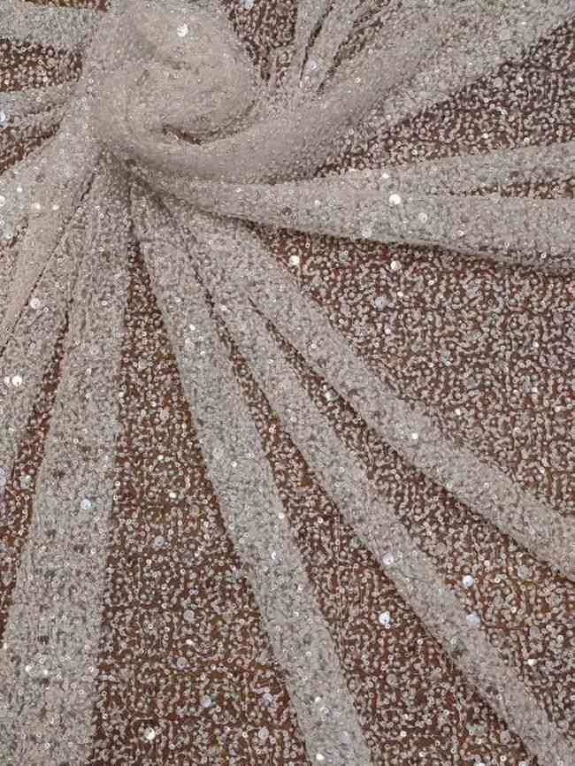 Sequined Beaded Embroidered Lace Fabric RX031