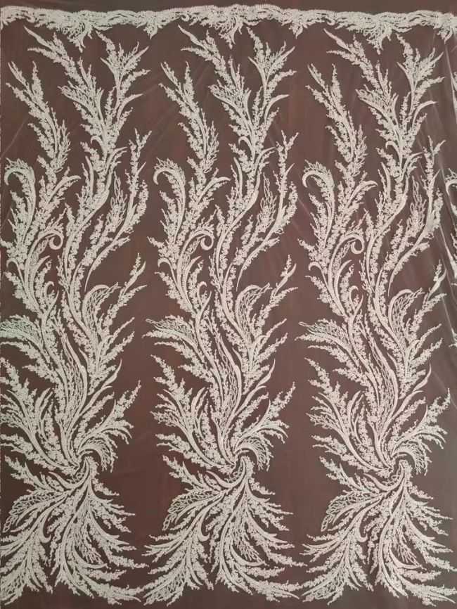 Sequined Beaded Embroidered Lace Fabric RX056