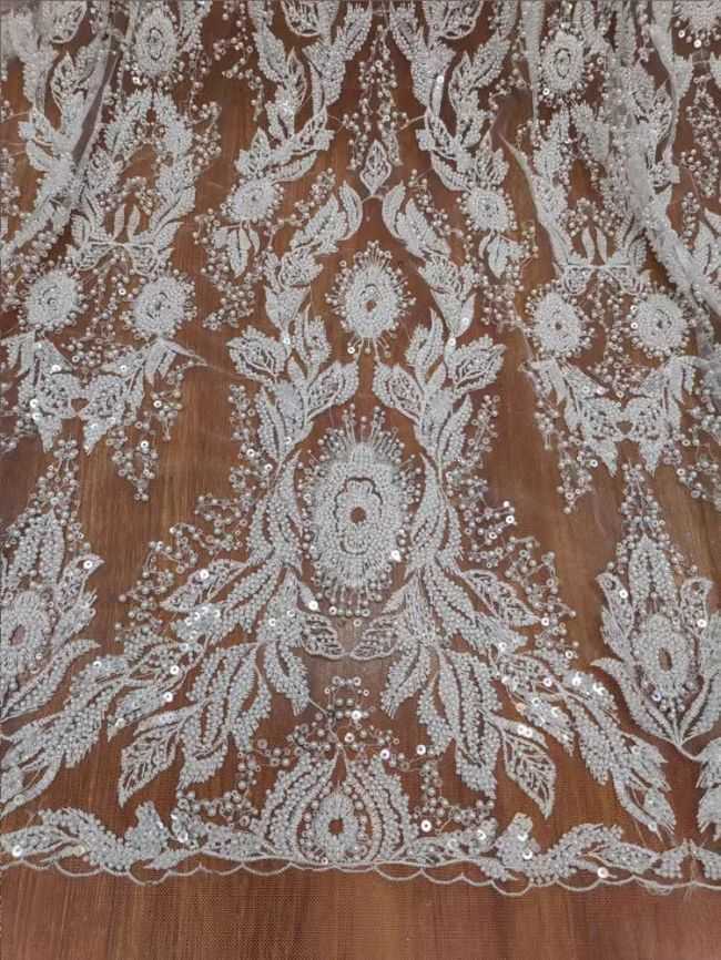 Sequined Beaded Embroidered Lace Fabric RX