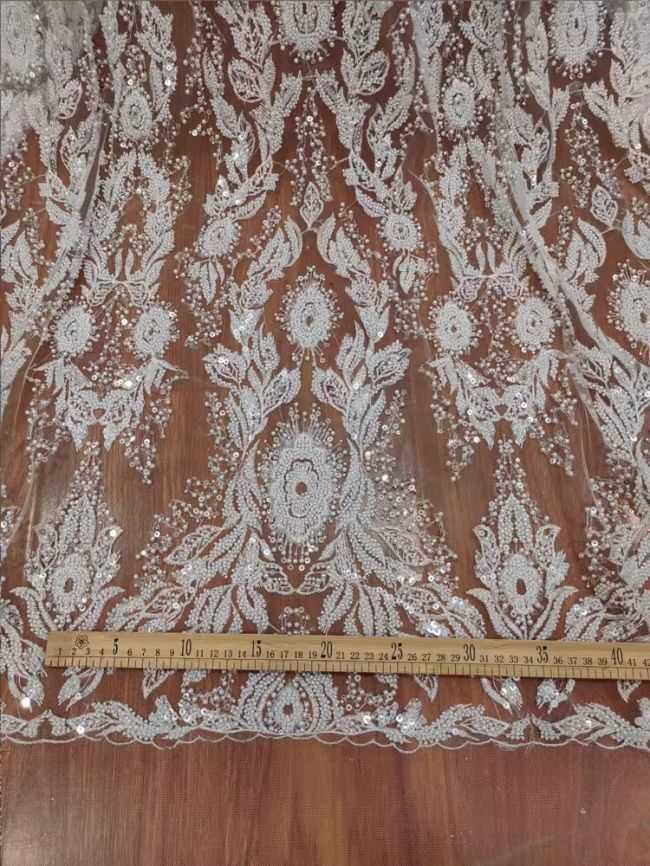 Sequined Beaded Embroidered Lace Fabric RX
