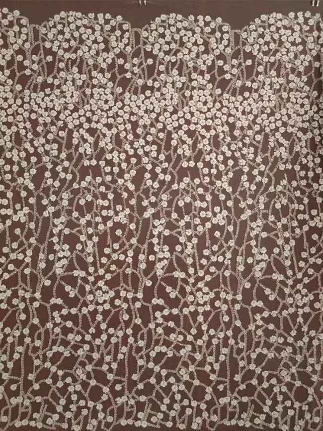 Sequined Beaded Embroidered Lace Fabric RX025