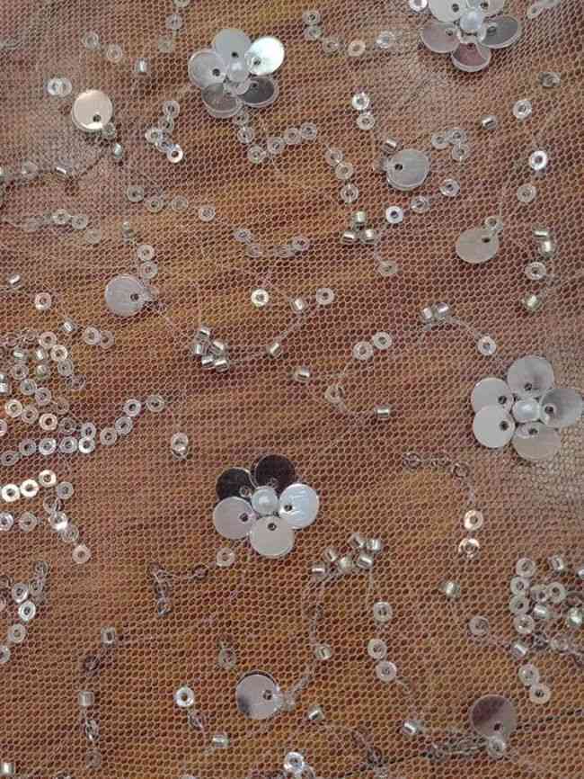 Sequined Beaded Embroidered Lace Fabric RX013