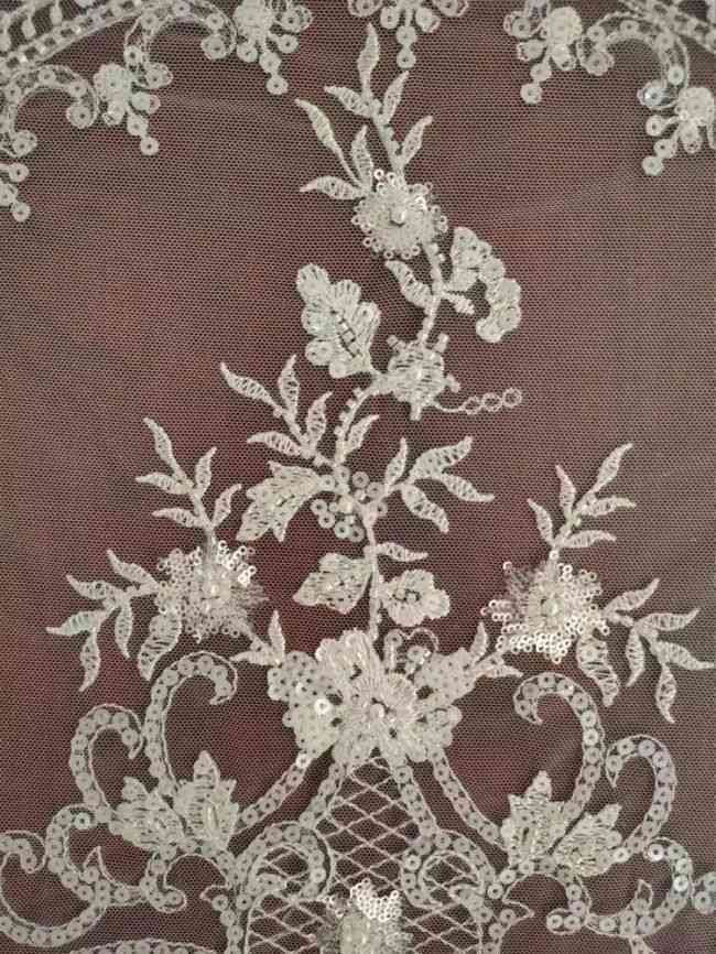 Sequined Beaded Embroidered Lace Fabric RX039