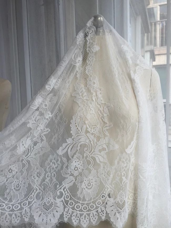 Eyelash Chantilly Lace Fabric TLF004